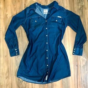 Lucky Brand shirt dress, denim cotton Western L